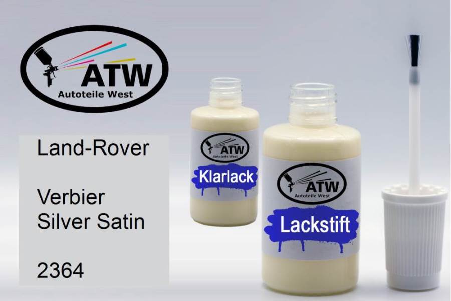 Land-Rover, Verbier Silver Satin, 2364: 20ml Lackstift + 20ml Klarlack - Set, von ATW Autoteile West.